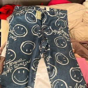 Brand new Smiley X H&M jeans, sized 3XL